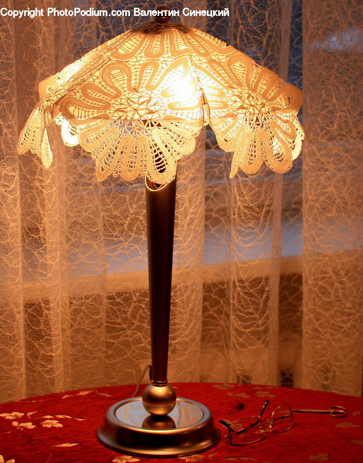 Lamp, Glass, Goblet, Dish, Food, Plate, Dining Table