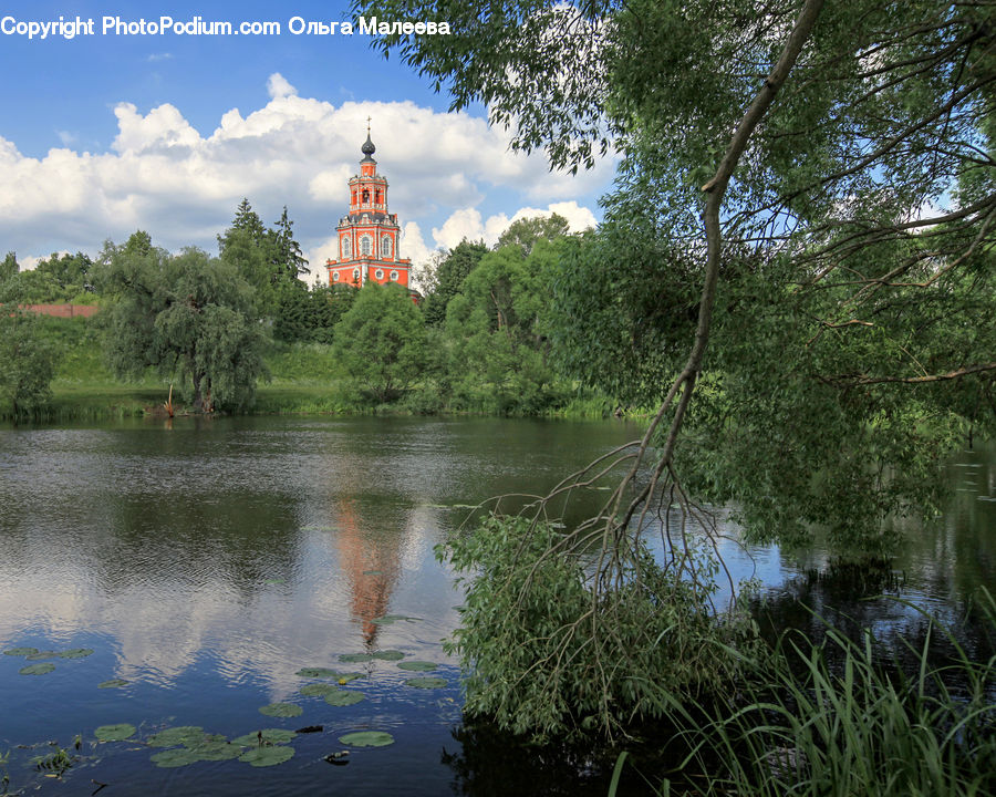 Outdoors, Pond, Water, Architecture, Bell Tower, Clock Tower, Tower