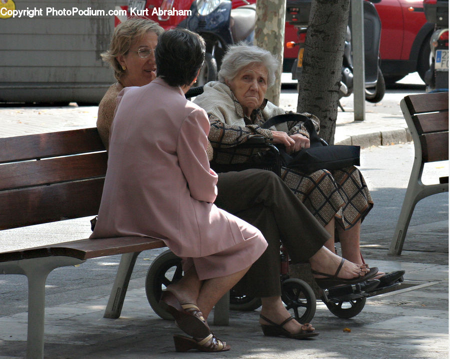 People, Person, Human, Park Bench, Footwear, High Heel, Shoe