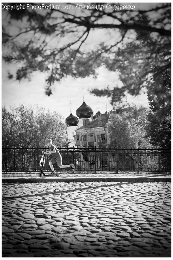 Path, Walkway, Road, Cobblestone, Boy