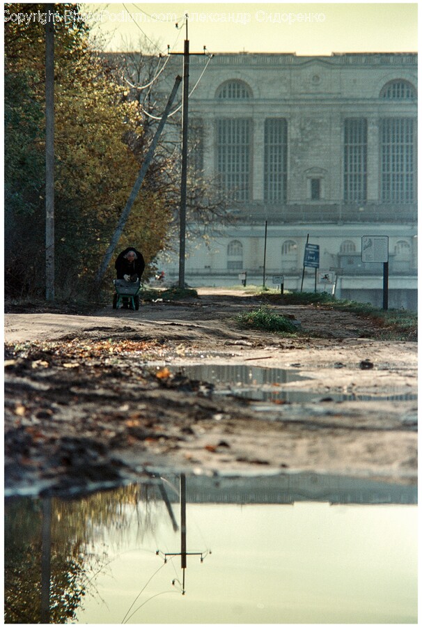 Water, Person, Puddle, Architecture, Building