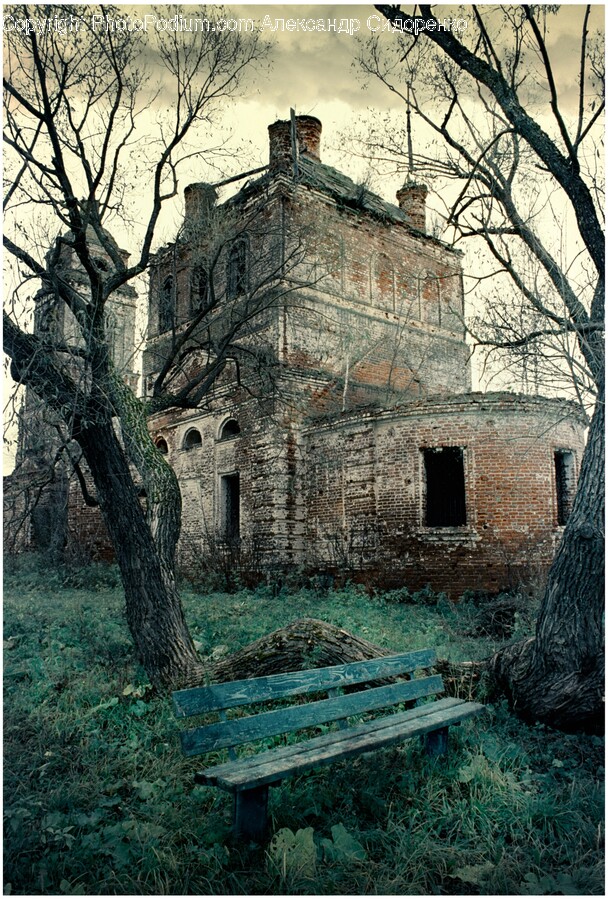 Bench, Furniture, Architecture, Building, Ruins