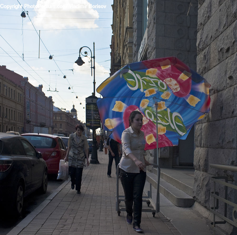 People, Person, Human, Automobile, Car, Vehicle, Umbrella