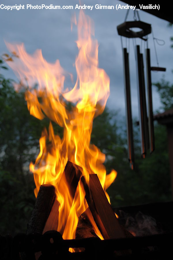 Fire, Flame, Chime, Windchime, Bonfire, Campfire, Camping