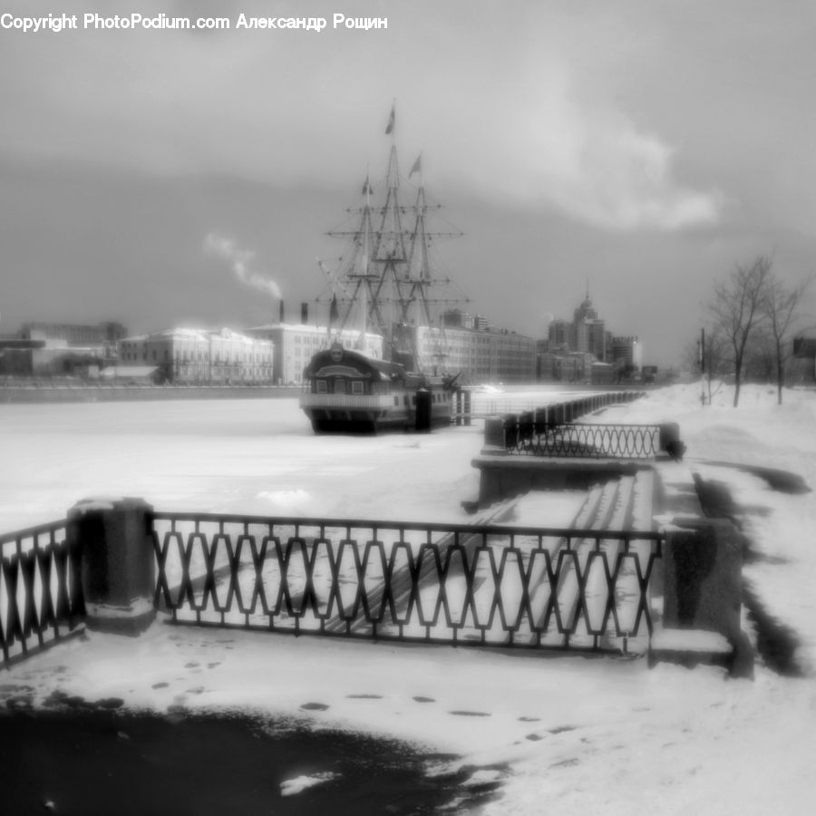 Dock, Pier, Bench, Blizzard, Outdoors, Snow, Weather