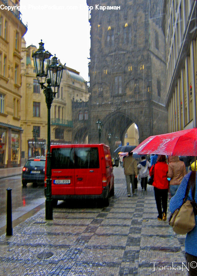 Road, Street, Town, Umbrella, Bus, Double Decker Bus, Vehicle