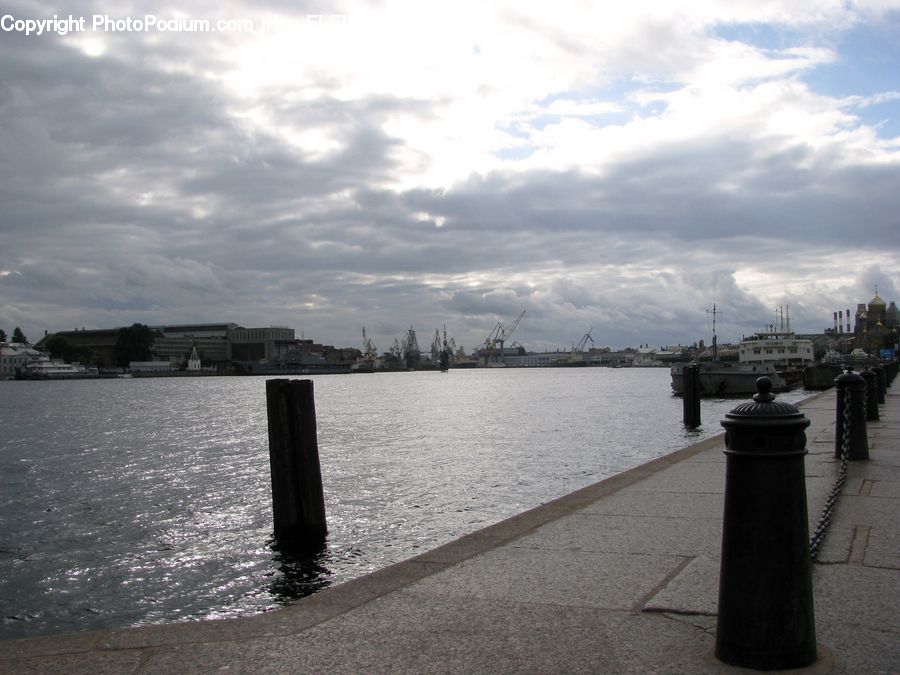 Harbor, Port, Waterfront, Barge, Boat, Tugboat, Coast