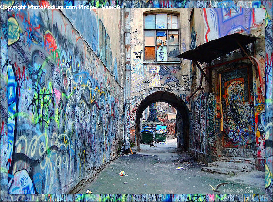 Art, Graffiti, Mural, Wall, Arch, Alley, Alleyway