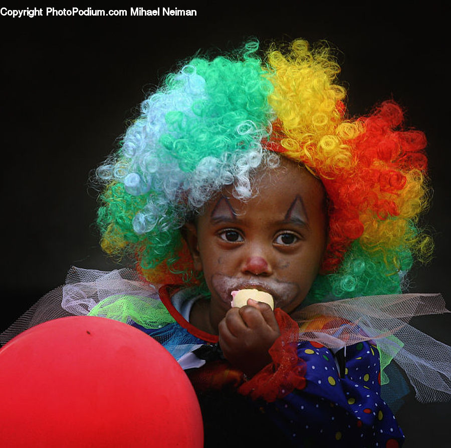 Clown, Performer, Person, People, Human, Afro Hairstyle, Hair