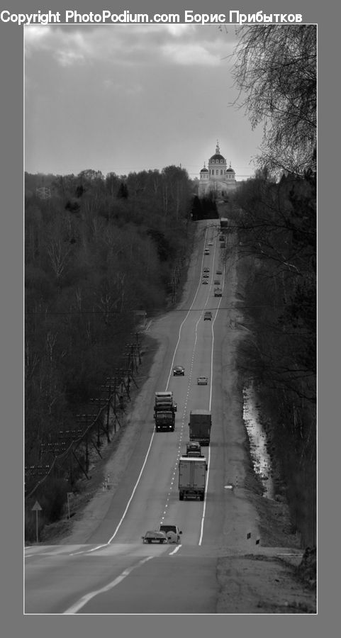 Road, Freeway, Highway, Collage, Poster, Architecture, Church