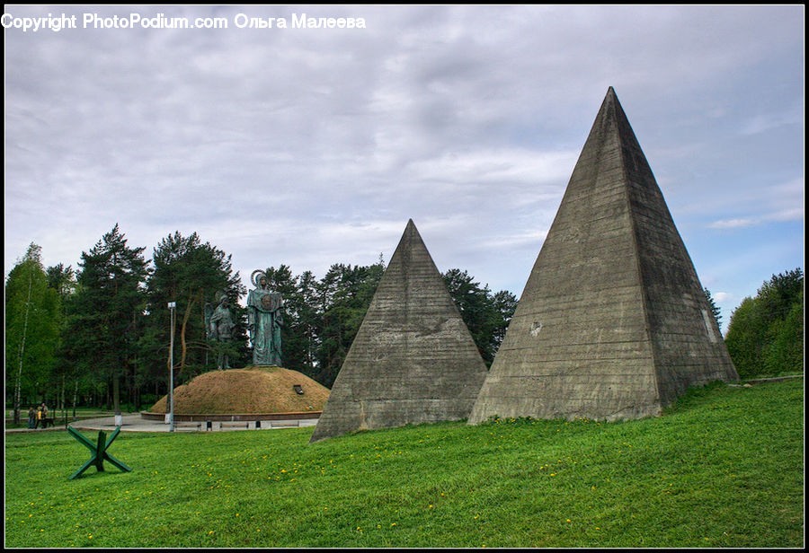 Outdoors, Plateau, Ancient Egypt, Architecture, Pyramid, Triangle, Field