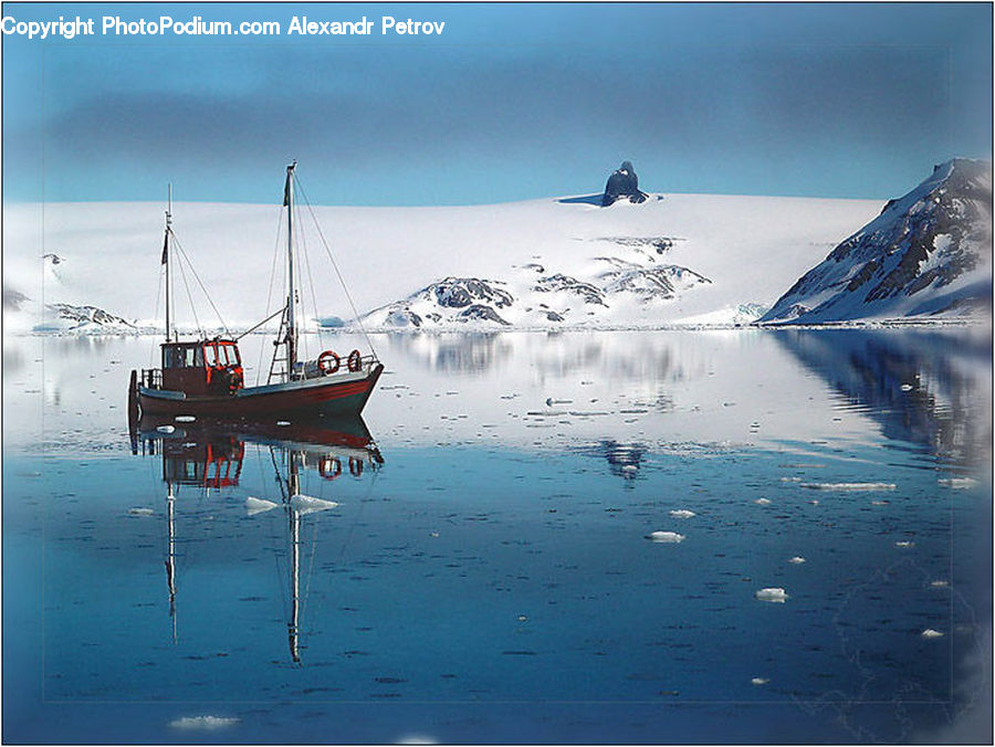 Arctic, Glacier, Ice, Mountain, Outdoors, Snow, Boat