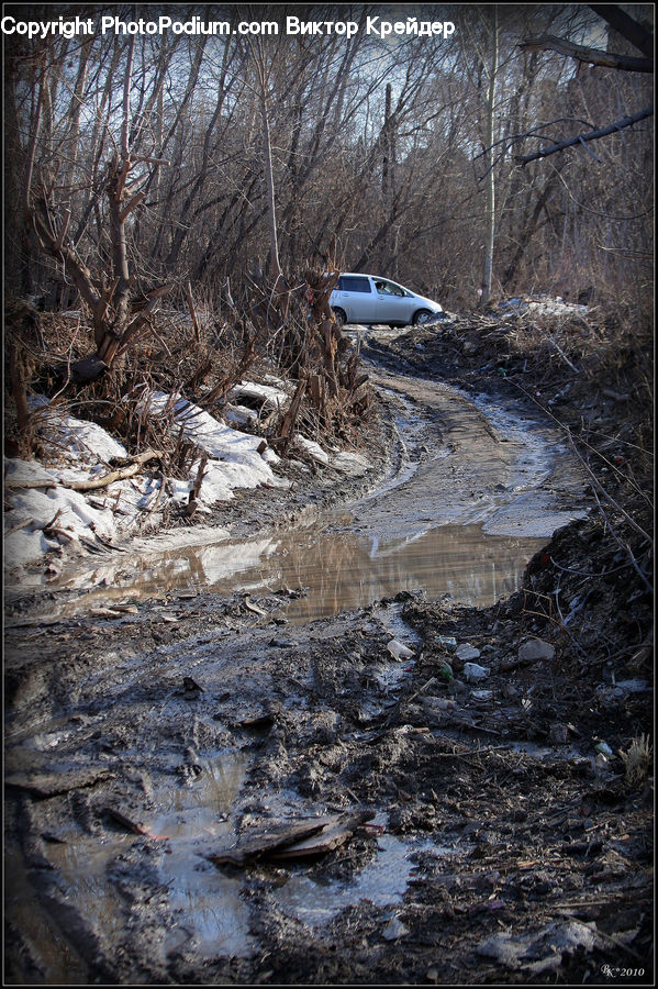 Creek, Outdoors, River, Water, Landslide, Car, Suv