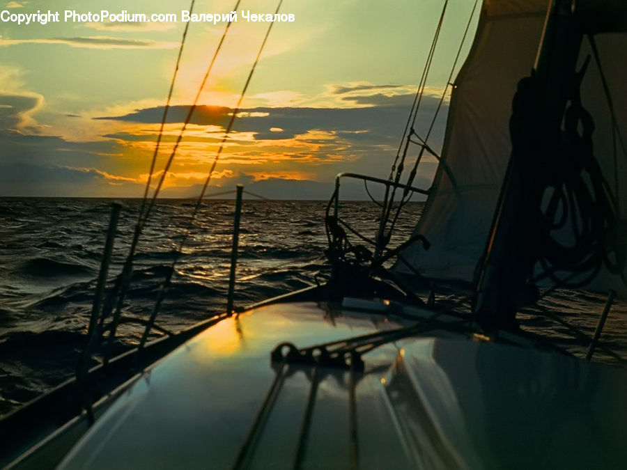 Boat, Dinghy, Dusk, Outdoors, Sky, Sunlight, Sunrise