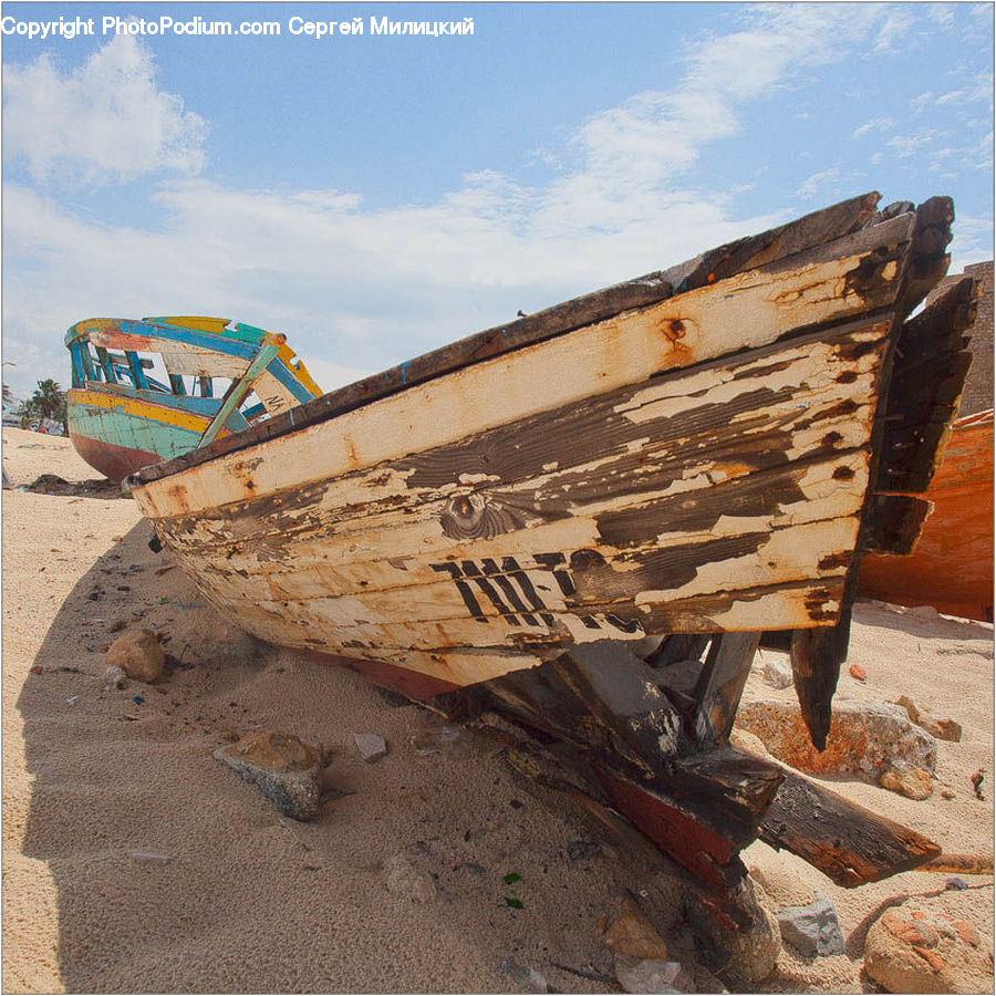 Boat, Dinghy, Bulldozer, Tractor, Vehicle, Lumber, Watercraft