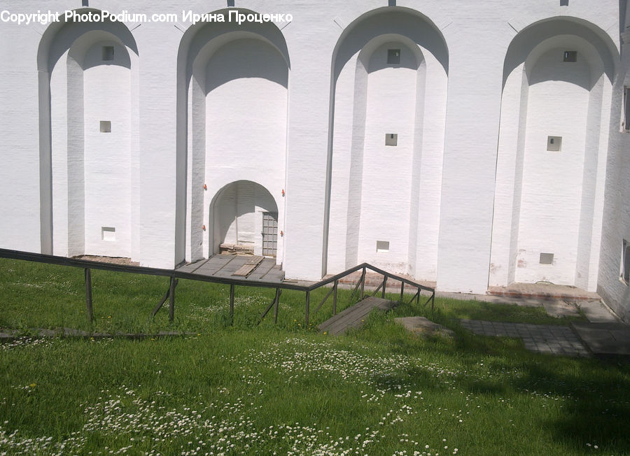 Hangar, Bench, Architecture, Canopy, Building, Field, Grass