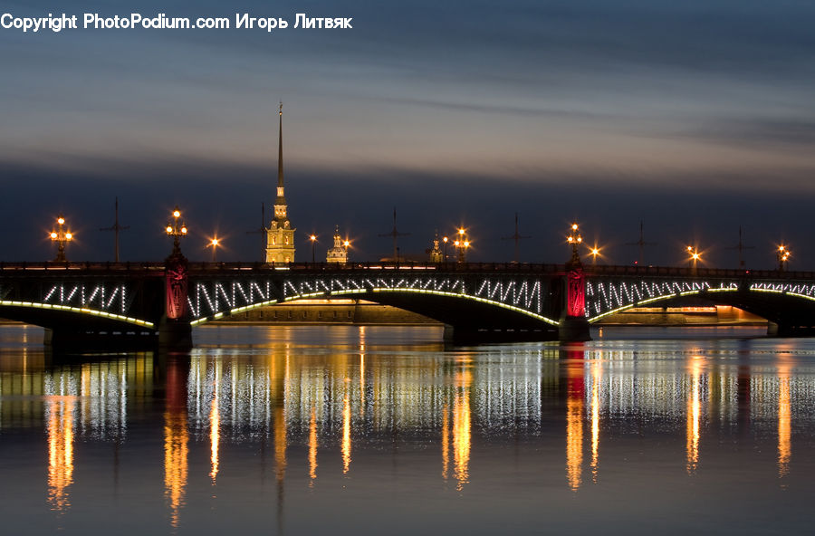 Bridge, Architecture, Tower, Spire, Steeple, Outdoors, River