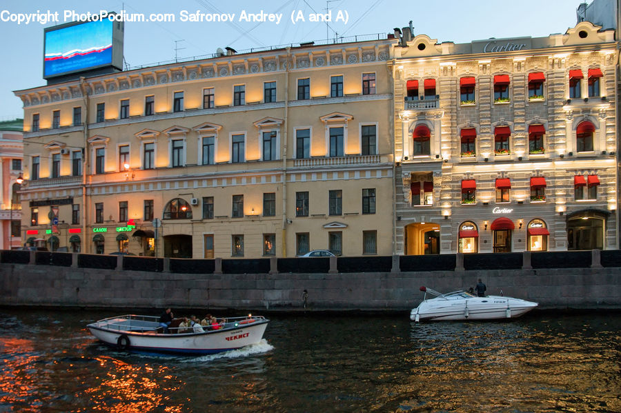 Billboard, Boat, Gondola, Building, Housing, Villa, Hotel