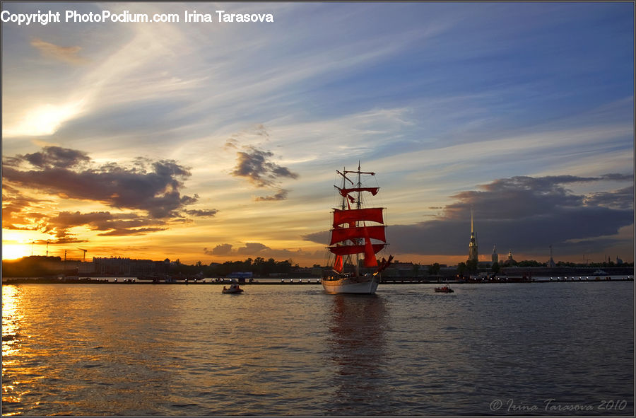 Dusk, Outdoors, Sky, Sunlight, Sunrise, Sunset, Boat