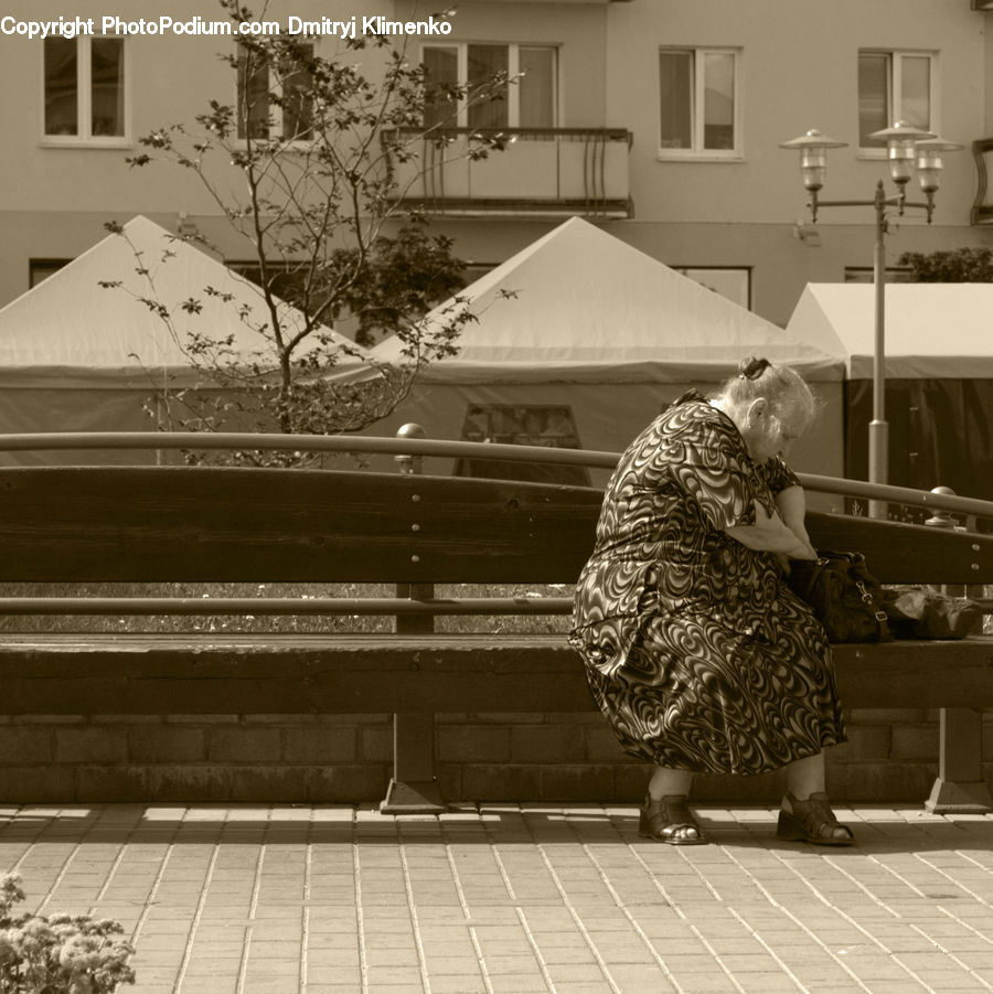 Bench, City, Downtown, Urban