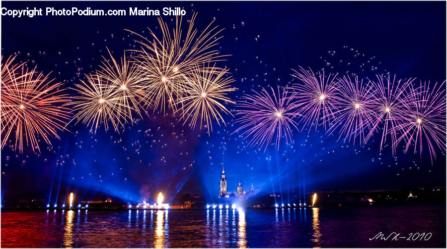 Fireworks, Night, Lighting, Greeting Card, Mail