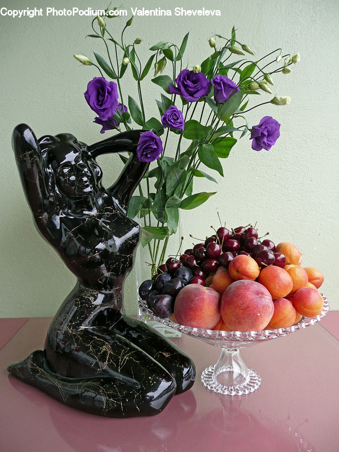 Plant, Potted Plant, Glass, Goblet, Fruit, Grapes, Floral Design