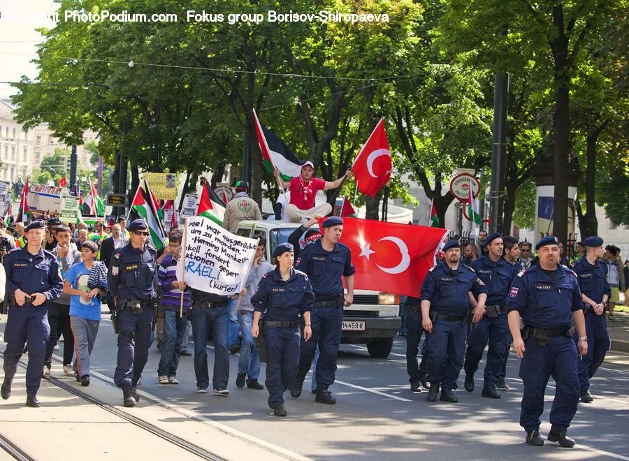 People, Person, Human, Officer, Police, Crowd, Parade