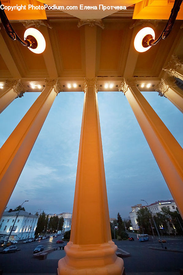 Column, Pillar, Light Fixture, Architecture, Convention Center, Building, Office Building