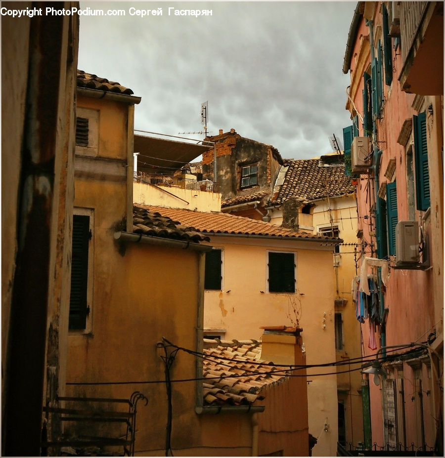 Alley, Alleyway, Road, Street, Town, Balcony, Patio