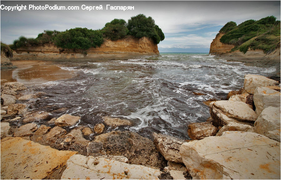 Rubble, Rock, Coast, Outdoors, Sea, Water, Ground