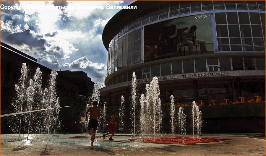 People, Person, Human, Fountain, Water, Architecture, Downtown