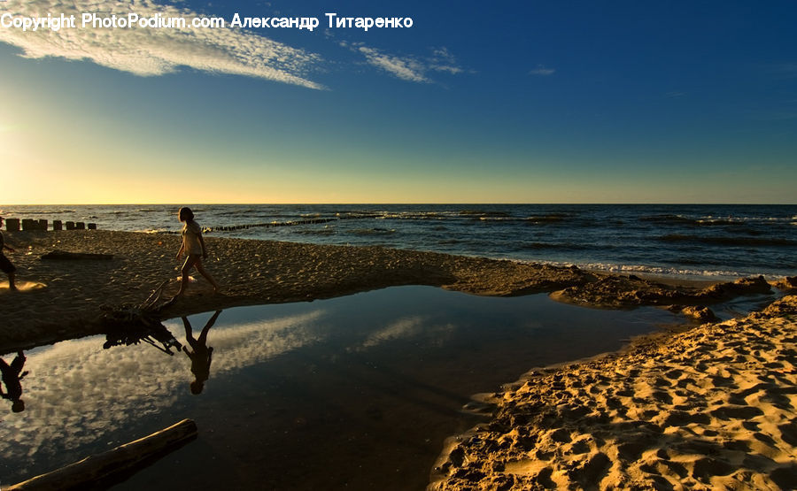 Beach, Coast, Outdoors, Sea, Water, Silhouette, Sea Waves