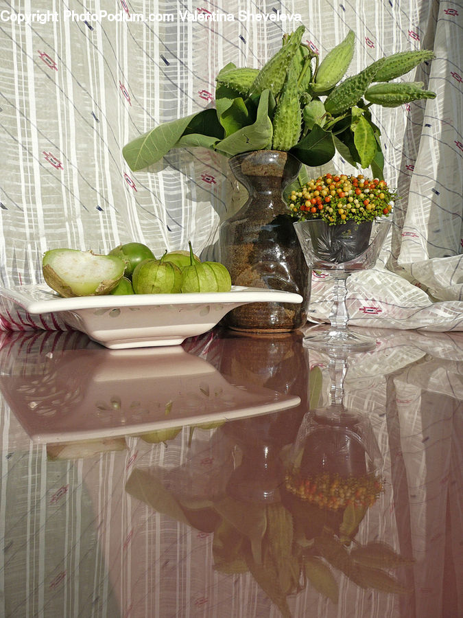 Plastic Wrap, Jar, Plant, Potted Plant, Home Decor, Linen, Tablecloth