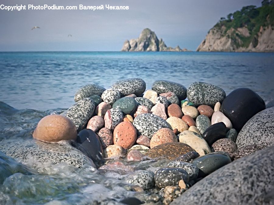 Pebble, Rock, Outdoors, Sea, Water, Beach, Coast