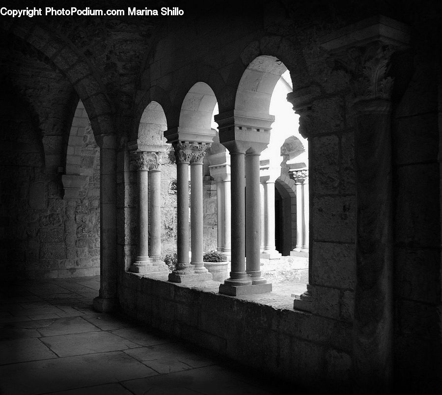 Column, Pillar, Arch, Crypt, Brick, Corridor