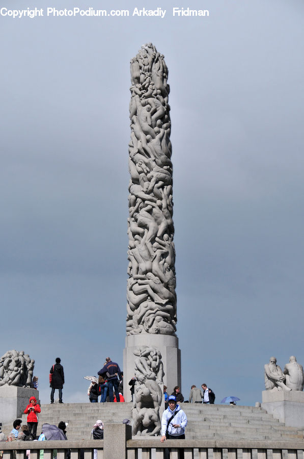 Column, Monument, Obelisk, Person, Tourist, City, Downtown