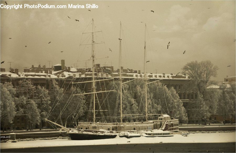 Outdoors, Sand, Soil, Boat, Yacht, Ice, Snow