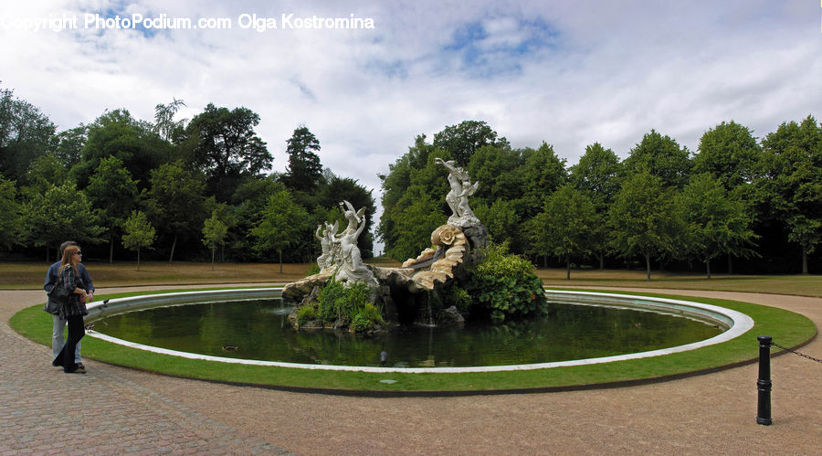 Fountain, Water, Art, Sculpture, Statue, Outdoors, Pond