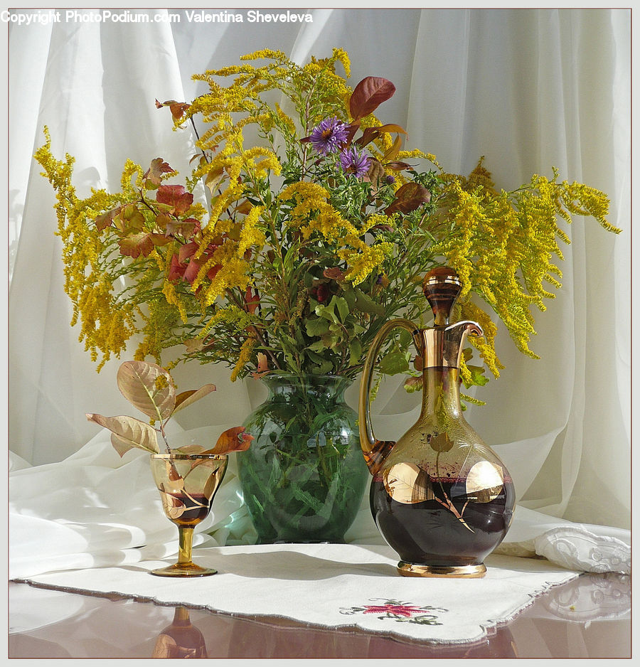 Glass, Goblet, Plant, Potted Plant, Jar, Porcelain, Vase