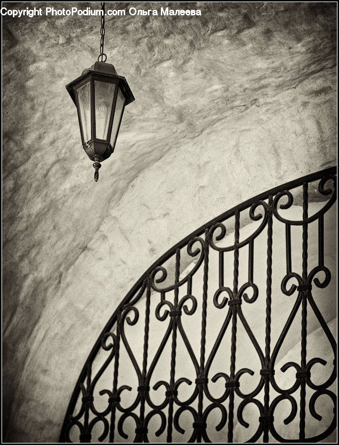 Lantern, Railing, Banister, Handrail, Lighting, Arabesque Pattern