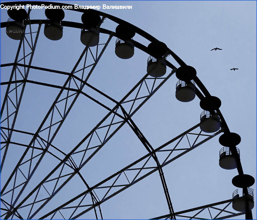 Ferris Wheel, Silhouette, Amusement Park