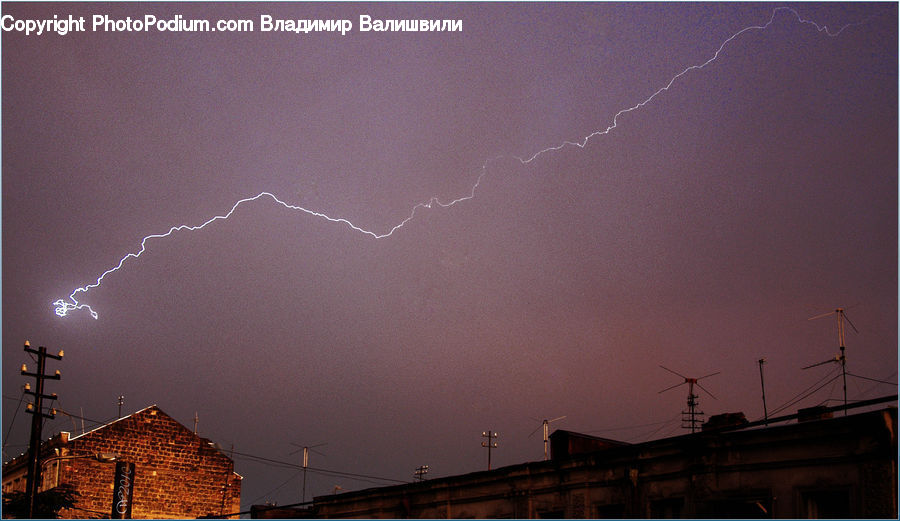 Light, Lightning, Weather, Outdoors, Storm, Thunderstorm, Building