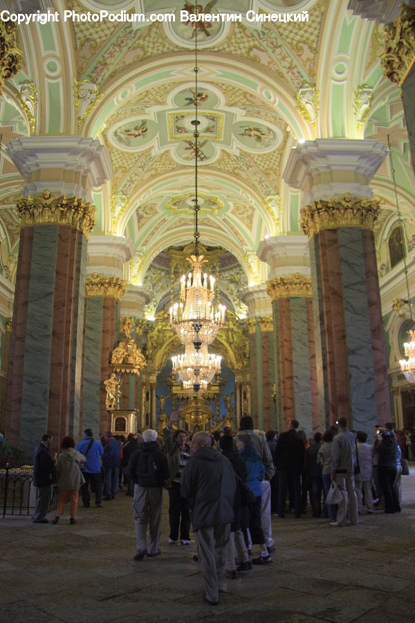 People, Person, Human, Chandelier, Lamp, Crowd, Column