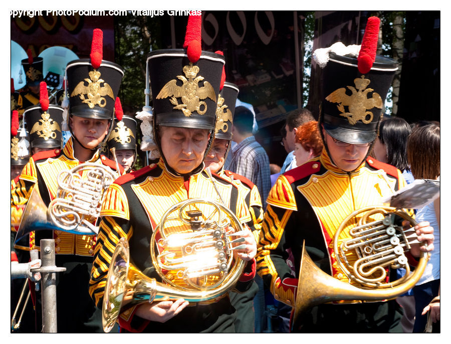People, Person, Human, Brass Section, French Horn, Horn, Musical Instrument
