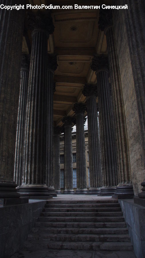 Column, Pillar, Crypt, Aisle, Corridor, Flagstone