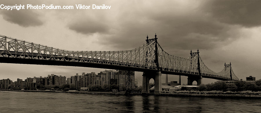 Bridge, Outdoors, River, Water, City, Downtown, Urban