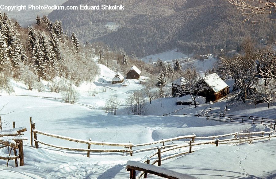 Bench, Building, Hut, Shelter, Piste, Skiing, Snow