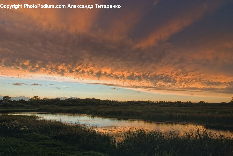 Dawn, Dusk, Red Sky, Sky, Sunrise, Sunset, Field