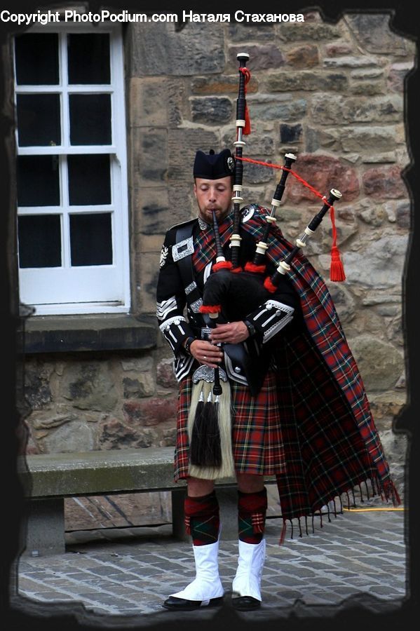 Bagpipe, People, Person, Human, Plaid, Tartan, Clothing