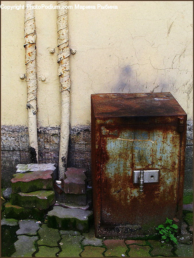 Plant, Potted Plant, Rust, Box, Safe, Brick, Chair